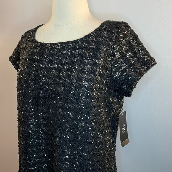 J.B.S. Women's Black/Silver Popcorn Knit Dress - Size 10 - NWT $90 - Picture 2 of 5